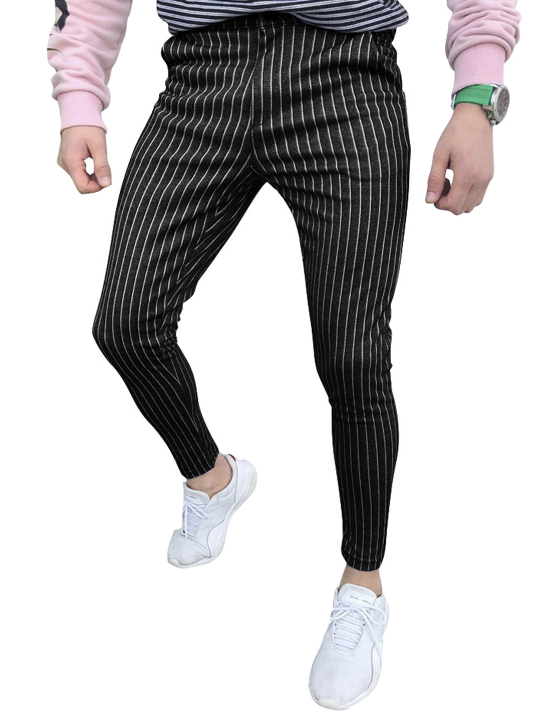 Herren eleganta Slim-Fit Jeans i modernt randmönster Mirla-Eva Jonsson