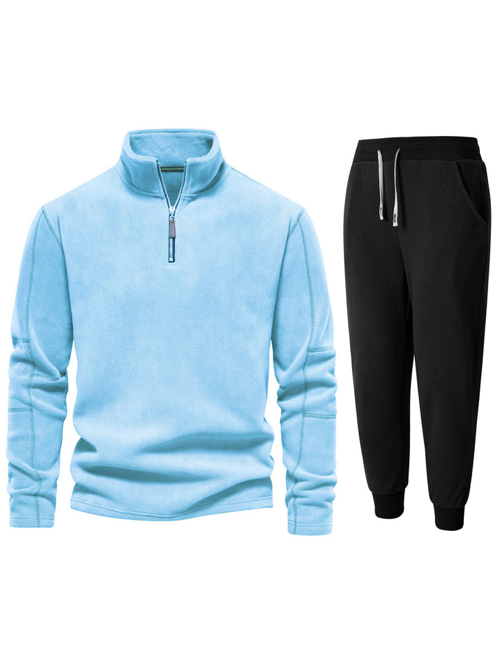 Herren fleece tröja med kort dragkedja och bekväma joggingbyxor Mirla-Eva Jonsson