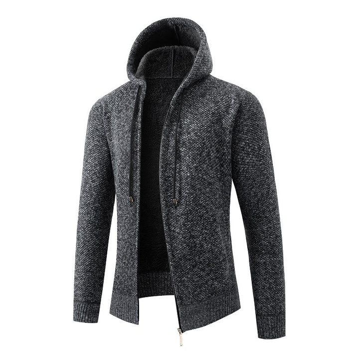 Herren fodrad cardigan med huva Mirla-Eva Jonsson