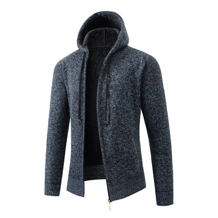 Herren fodrad cardigan med huva Mirla-Eva Jonsson