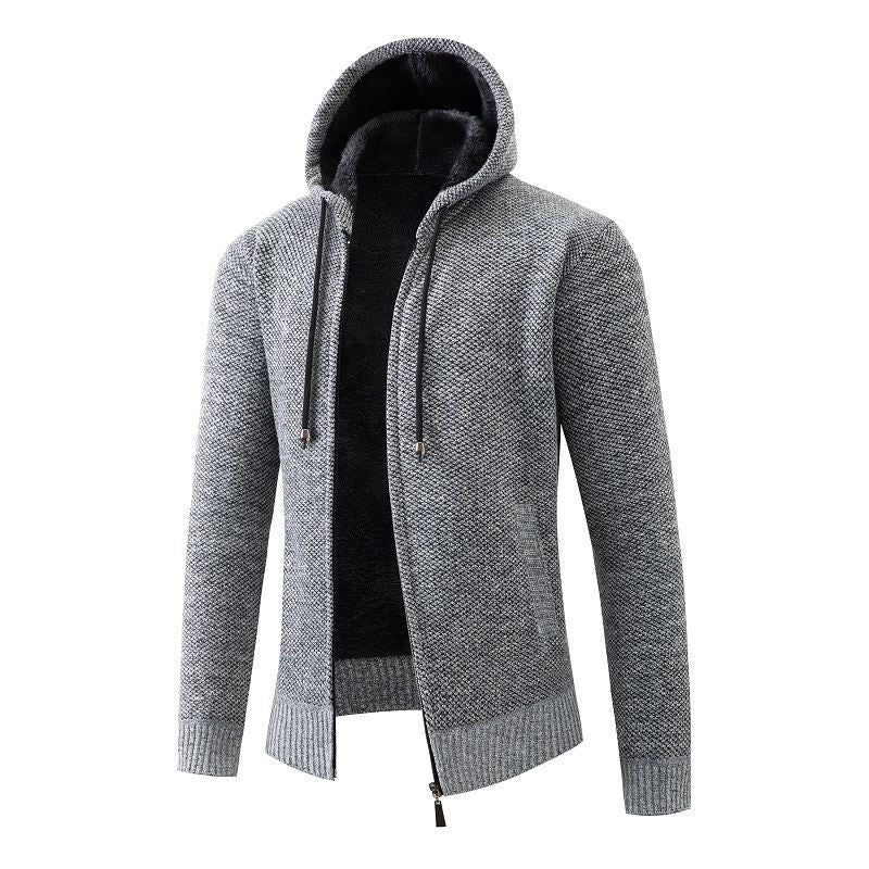 Herren fodrad cardigan med huva Mirla-Eva Jonsson