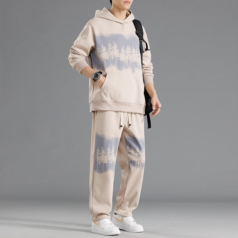Herren fritids-loungewear-set med avslappnad passform och kreativt trädmotiv Eva Jonsson-Eva Jonsson