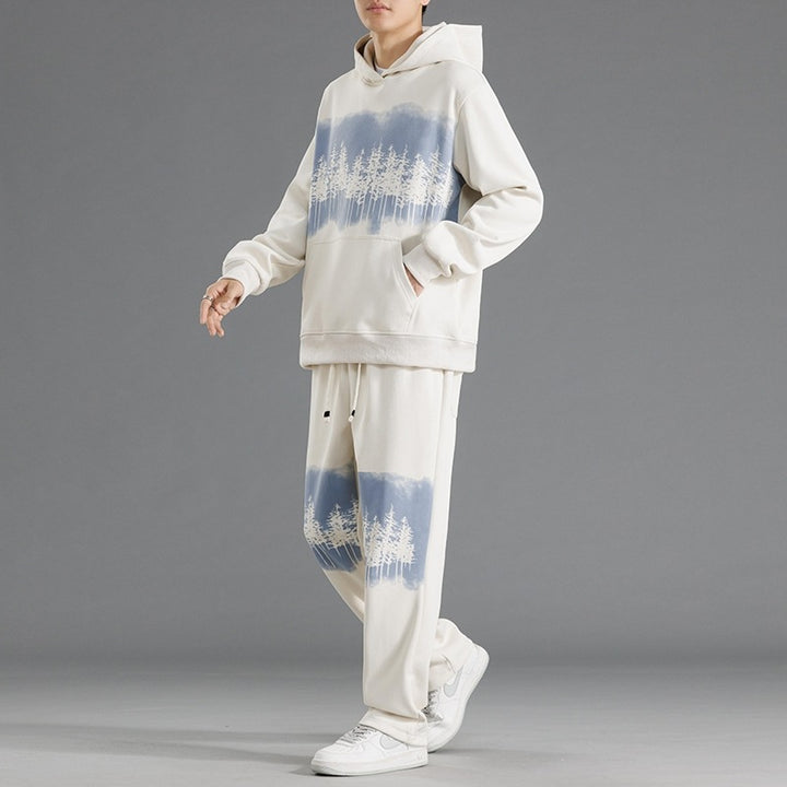 Herren fritids-loungewear-set med avslappnad passform och kreativt trädmotiv Eva Jonsson-Eva Jonsson