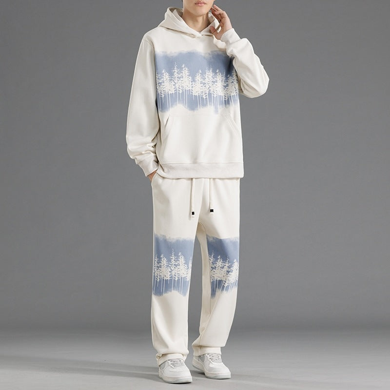 Herren fritids-loungewear-set med avslappnad passform och kreativt trädmotiv Eva Jonsson-Eva Jonsson