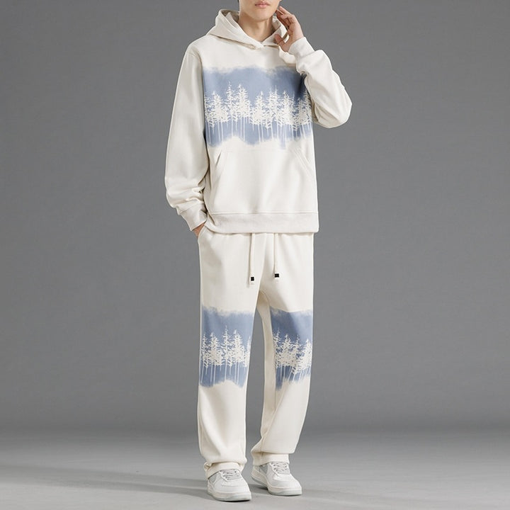 Herren fritids-loungewear-set med avslappnad passform och kreativt trädmotiv Eva Jonsson-Eva Jonsson