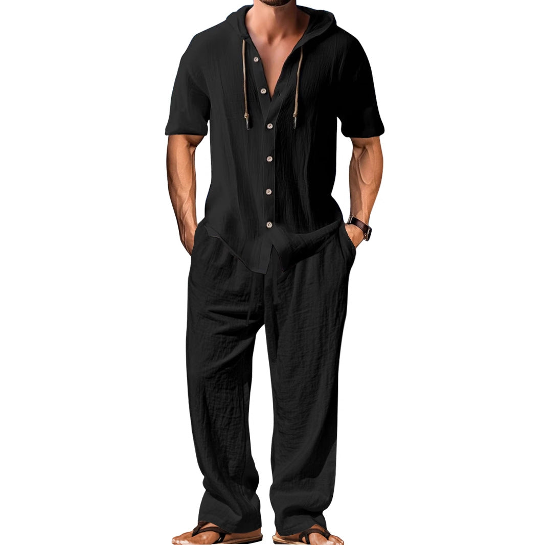 Herren fritidsdräkt med kortärmad huva och avslappnad passform Mirla-Eva Jonsson