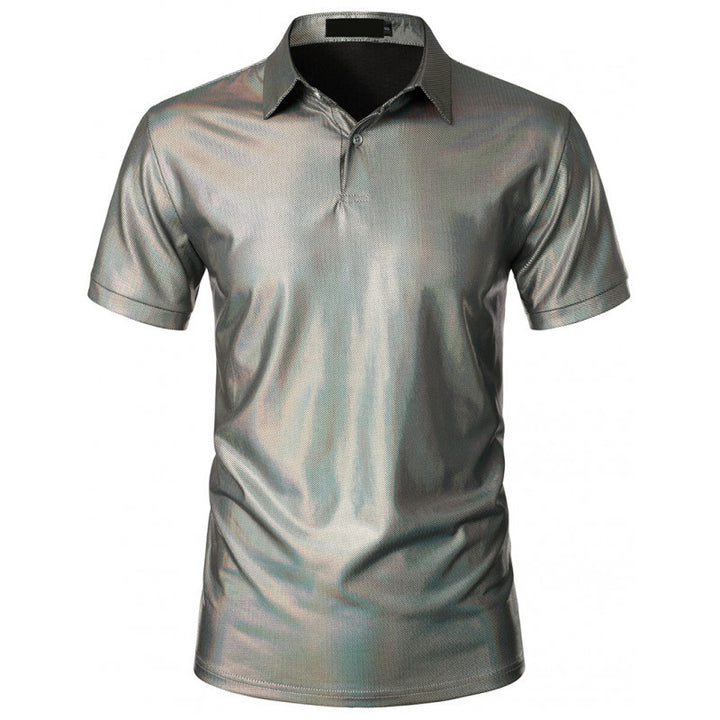 Herren glänsande polo t-shirt i högkvalitativt tyg Eva Jonsson-Eva Jonsson