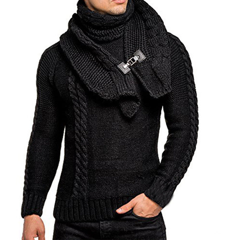 Herren grovstickad tröja med praktisk scarf Eva Jonsson-Eva Jonsson