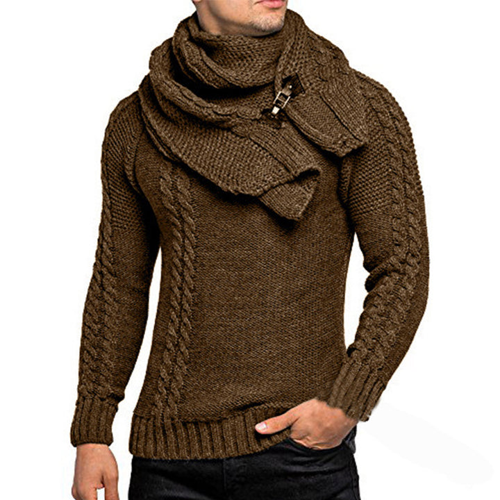 Herren grovstickad tröja med praktisk scarf Eva Jonsson-Eva Jonsson
