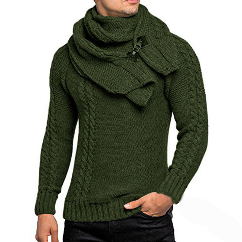 Herren grovstickad tröja med praktisk scarf Eva Jonsson-Eva Jonsson