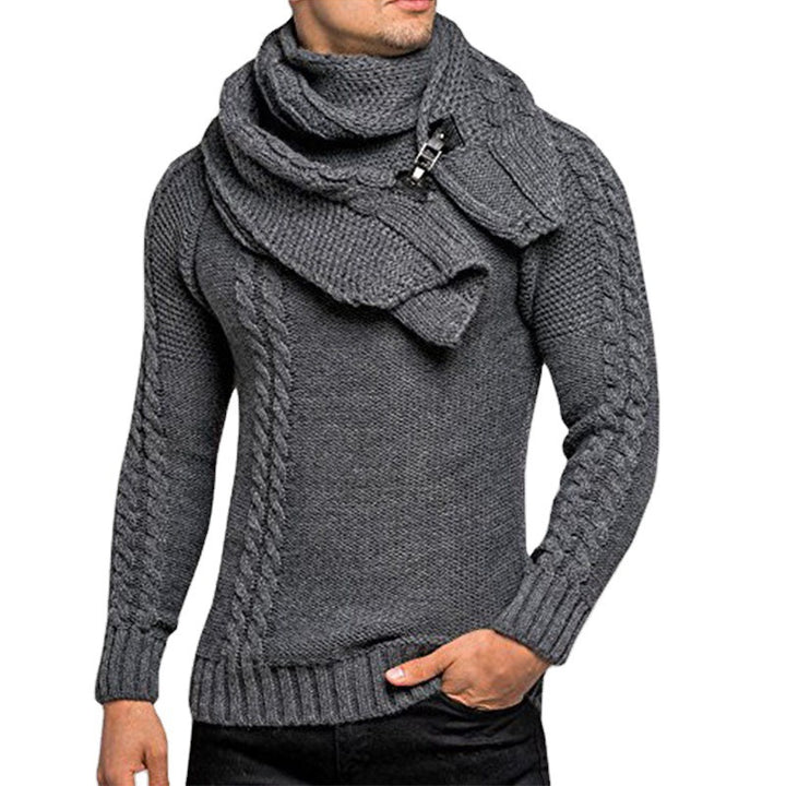 Herren grovstickad tröja med praktisk scarf Eva Jonsson-Eva Jonsson