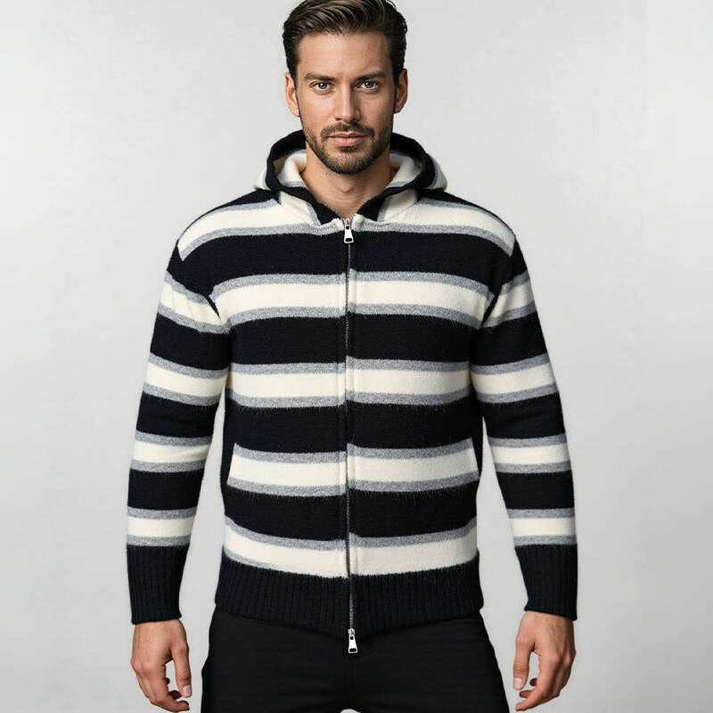 Herren hooded jacket med moderna ränder och praktiska fickor Eva Jonsson-Eva Jonsson