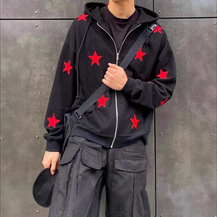 Herren hooded sweater med iögonfallande stjärnmönster Eva Jonsson-Eva Jonsson