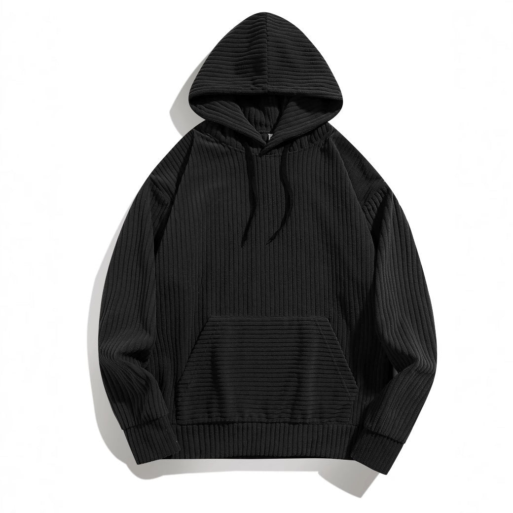 Herren hooded sweatshirt med strukturerad ribbtextur och praktiska fickor Mirla-Eva Jonsson
