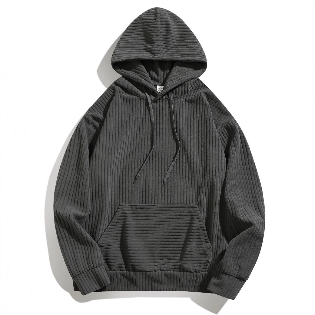 Herren hooded sweatshirt med strukturerad ribbtextur och praktiska fickor Mirla-Eva Jonsson