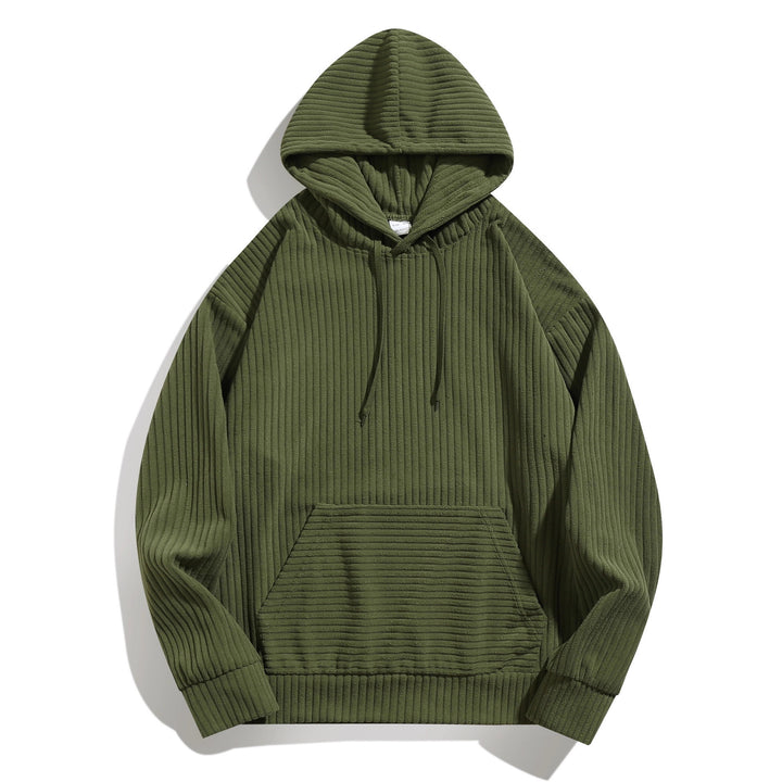 Herren hooded sweatshirt med strukturerad ribbtextur och praktiska fickor Mirla-Eva Jonsson