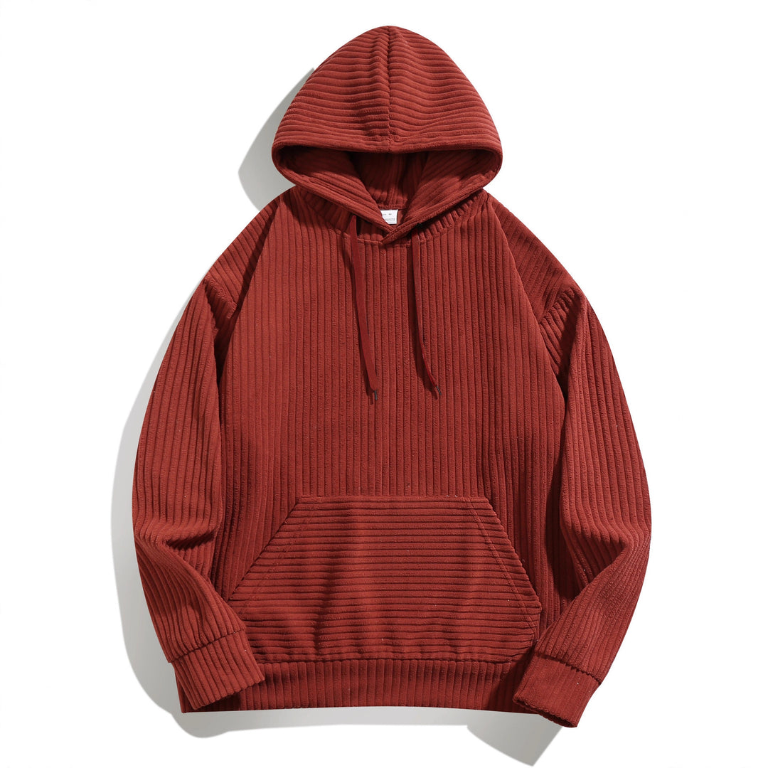 Herren hooded sweatshirt med strukturerad ribbtextur och praktiska fickor Mirla-Eva Jonsson