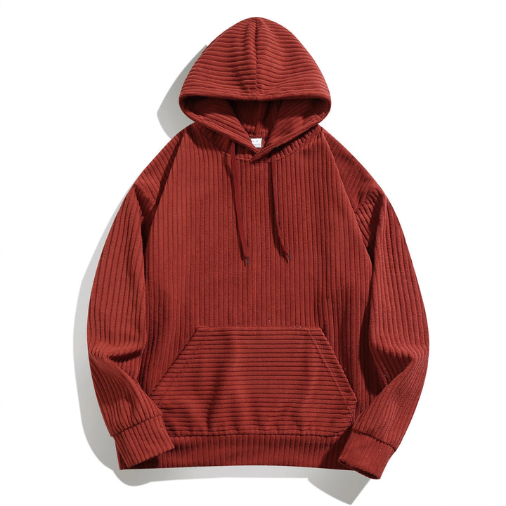 Herren hooded sweatshirt med strukturerad ribbtextur och praktiska fickor Mirla-Eva Jonsson