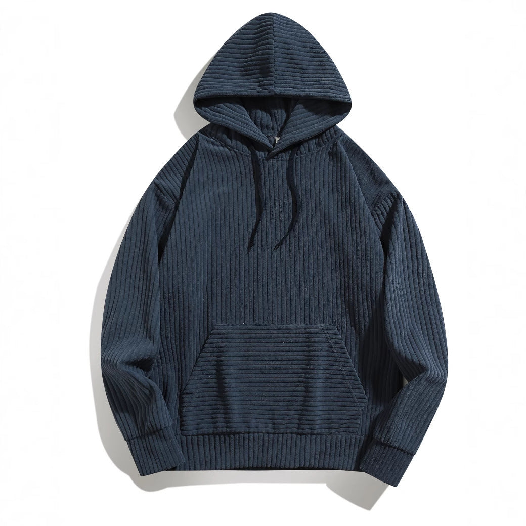 Herren hooded sweatshirt med strukturerad ribbtextur och praktiska fickor Mirla-Eva Jonsson