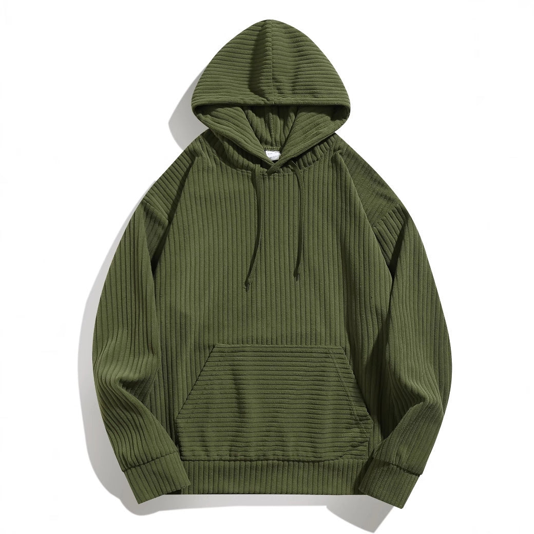 Herren hooded sweatshirt med strukturerad ribbtextur och praktiska fickor Mirla-Eva Jonsson