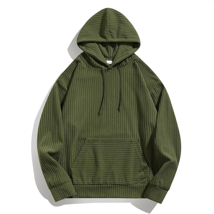 Herren hooded sweatshirt med strukturerad ribbtextur och praktiska fickor Mirla-Eva Jonsson