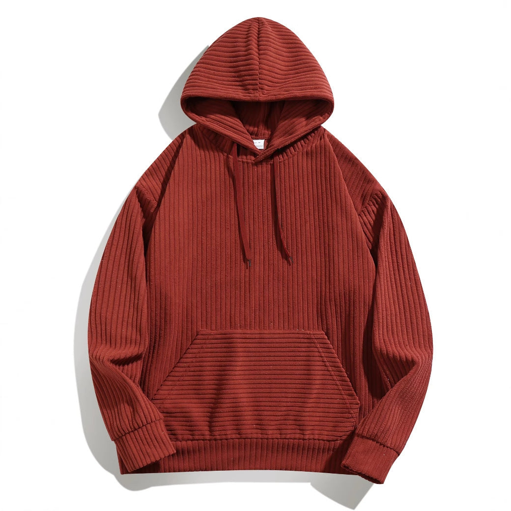 Herren hooded sweatshirt med strukturerad ribbtextur och praktiska fickor Mirla-Eva Jonsson