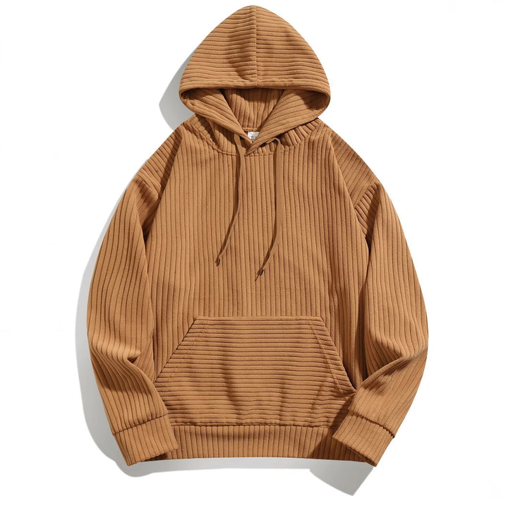 Herren hooded sweatshirt med strukturerad ribbtextur och praktiska fickor Mirla-Eva Jonsson