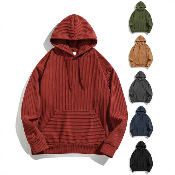 Herren hooded sweatshirt med strukturerad ribbtextur och praktiska fickor Mirla-Eva Jonsson