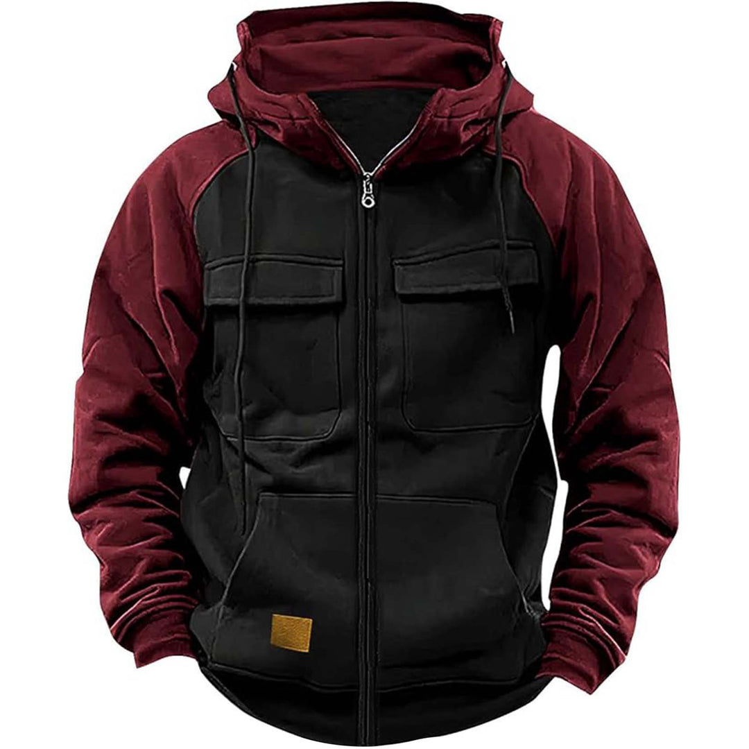 Herren hoodie jacka med praktiska fram-utility-fickor och högt krage Mirla-Eva Jonsson
