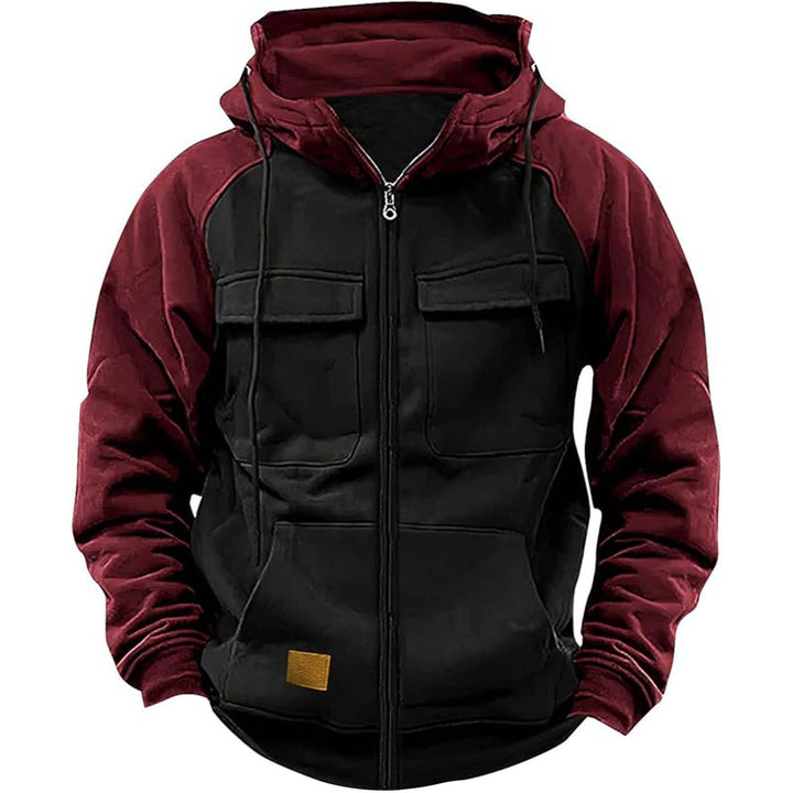 Herren hoodie jacka med praktiska fram-utility-fickor och högt krage Mirla-Eva Jonsson