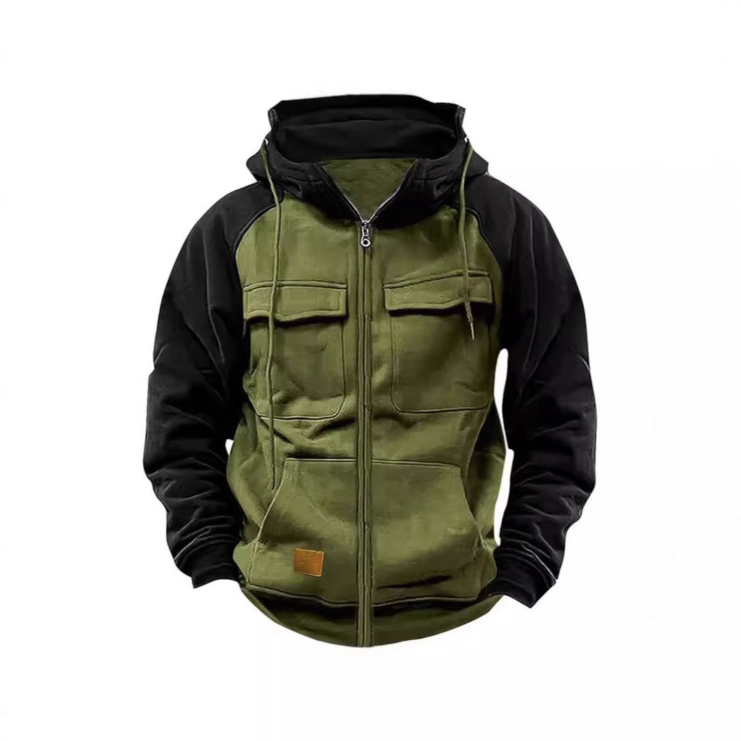 Herren hoodie jacka med praktiska fram-utility-fickor och högt krage Mirla-Eva Jonsson