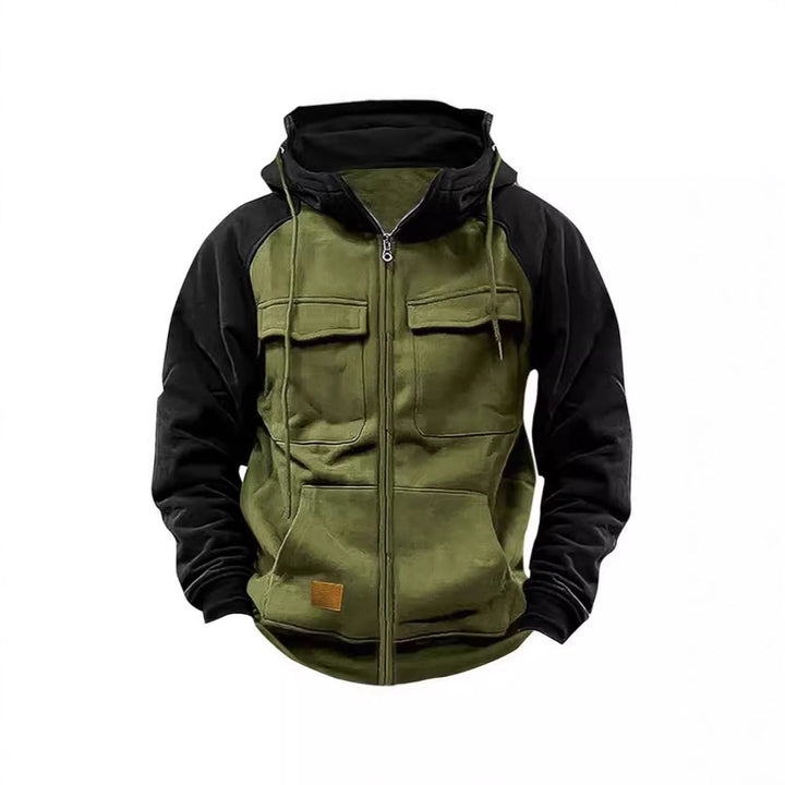 Herren hoodie jacka med praktiska fram-utility-fickor och högt krage Mirla-Eva Jonsson