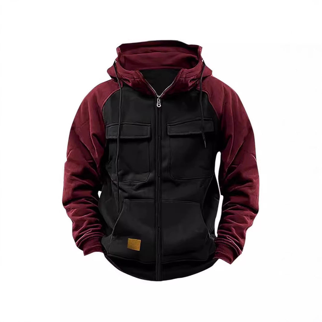 Herren hoodie jacka med praktiska fram-utility-fickor och högt krage Mirla-Eva Jonsson