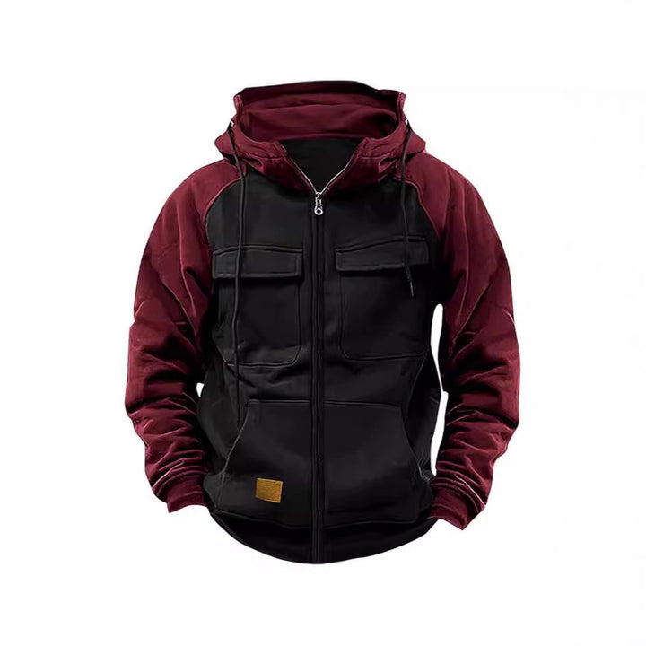 Herren hoodie jacka med praktiska fram-utility-fickor och högt krage Mirla-Eva Jonsson