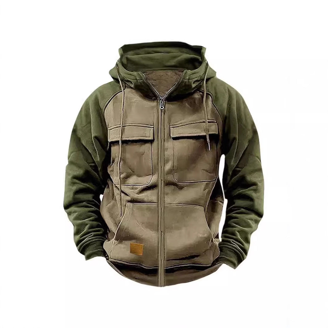 Herren hoodie jacka med praktiska fram-utility-fickor och högt krage Mirla-Eva Jonsson
