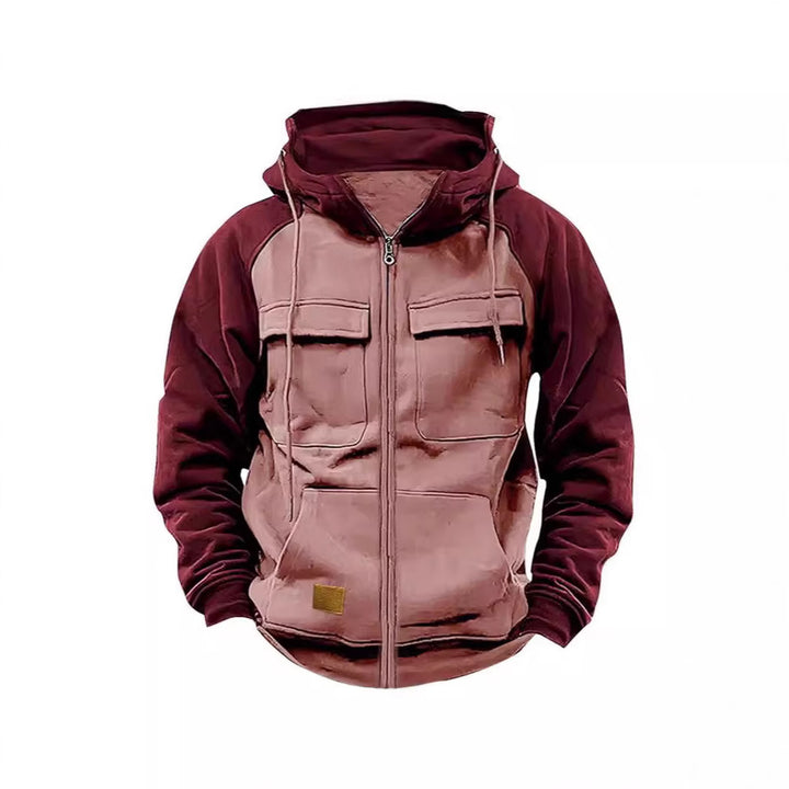 Herren hoodie jacka med praktiska fram-utility-fickor och högt krage Mirla-Eva Jonsson