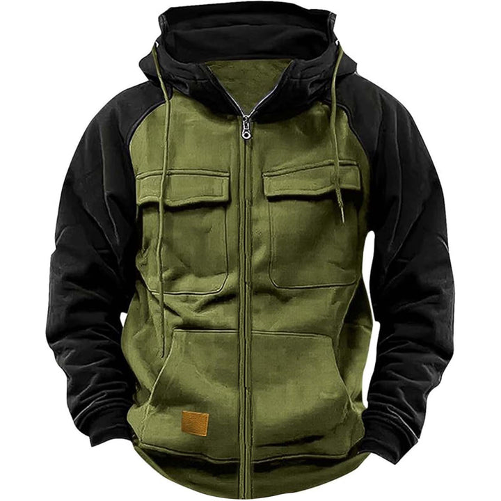 Herren hoodie jacka med praktiska fram-utility-fickor och högt krage Mirla-Eva Jonsson