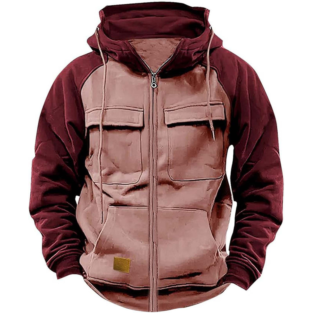 Herren hoodie jacka med praktiska fram-utility-fickor och högt krage Mirla-Eva Jonsson