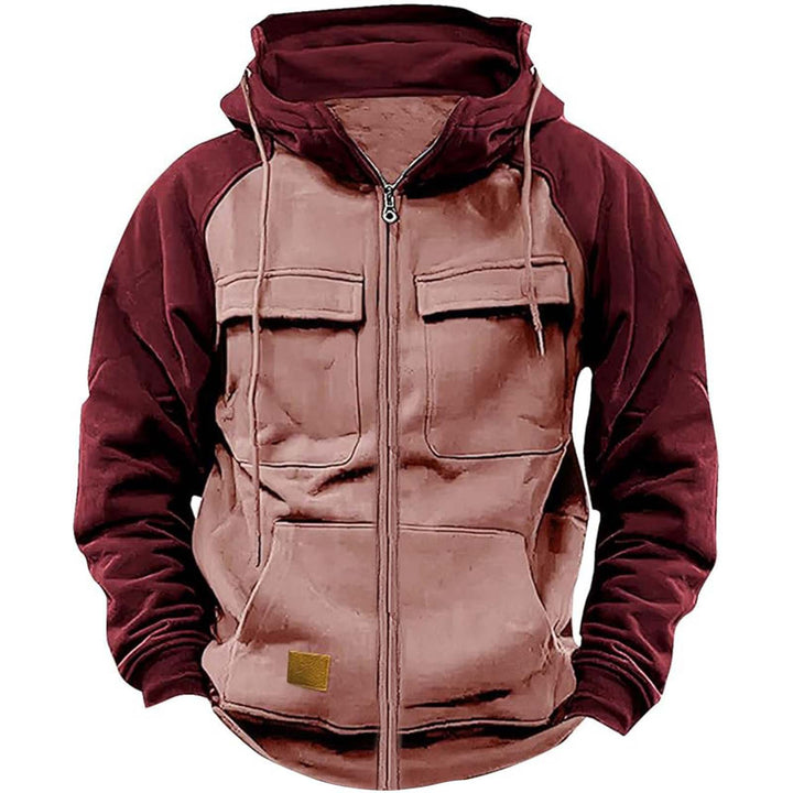 Herren hoodie jacka med praktiska fram-utility-fickor och högt krage Mirla-Eva Jonsson