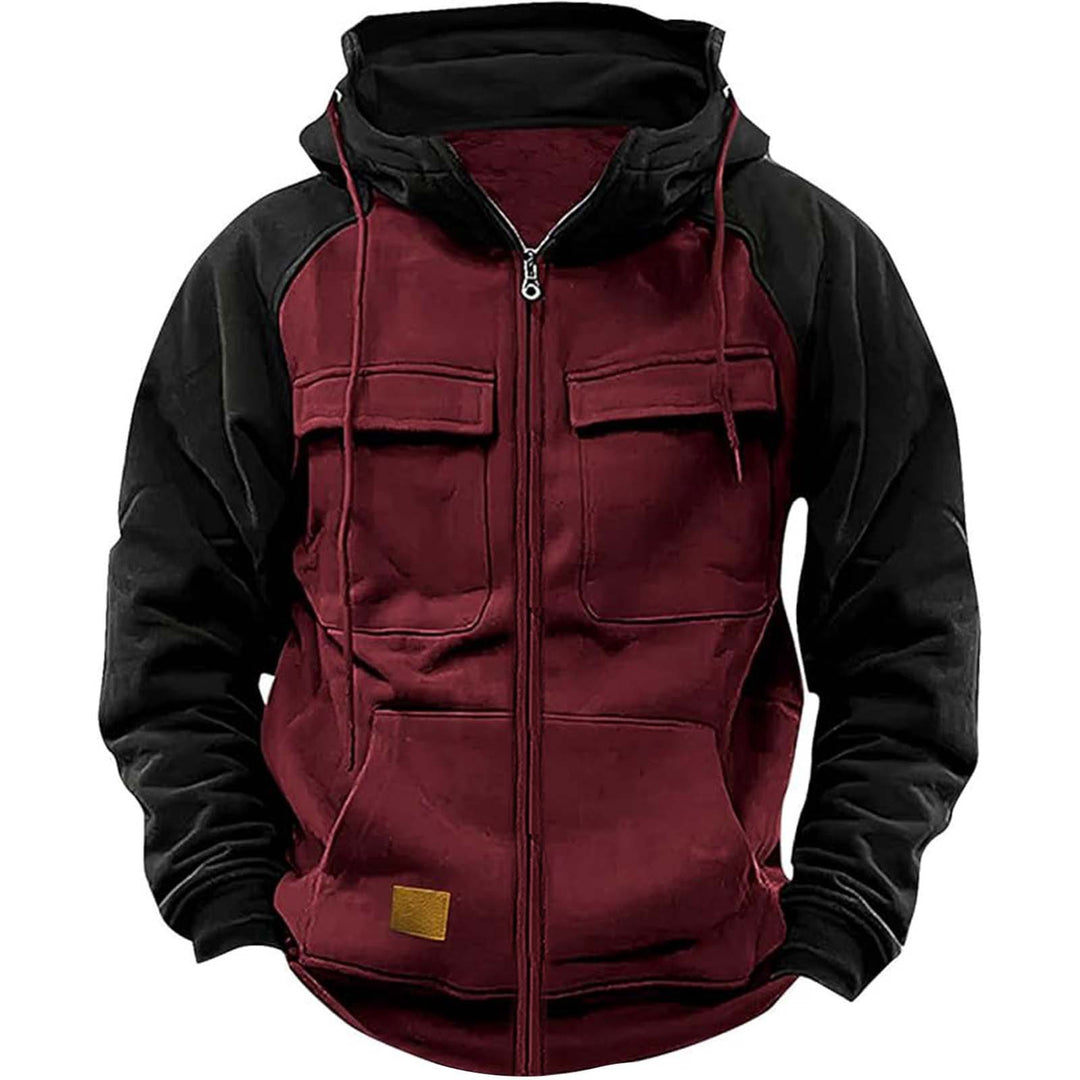Herren hoodie jacka med praktiska fram-utility-fickor och högt krage Mirla-Eva Jonsson