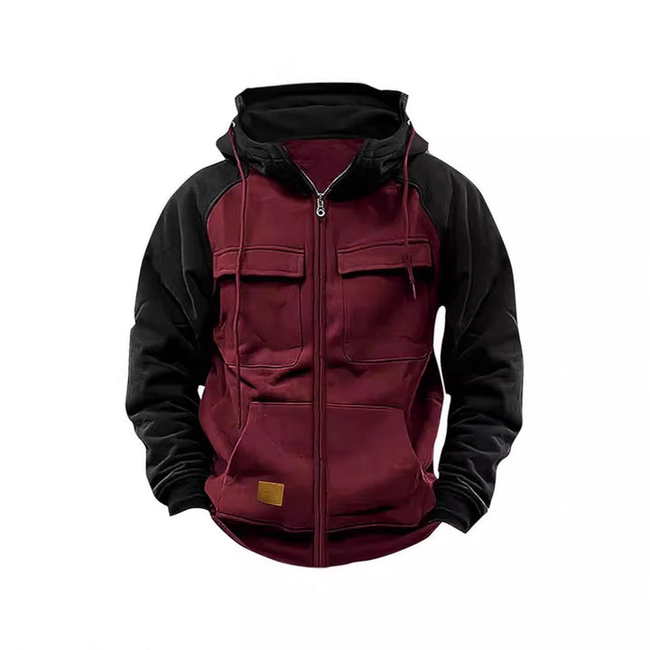 Herren hoodie jacka med praktiska fram-utility-fickor och högt krage Mirla-Eva Jonsson