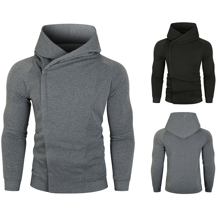 Herren hoodie med asymmetrisk dragkedja och hög krage Eva Jonsson-Eva Jonsson