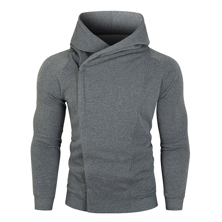 Herren hoodie med asymmetrisk dragkedja och hög krage Mirla-Eva Jonsson