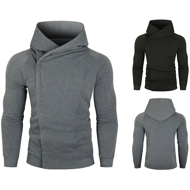 Herren hoodie med asymmetrisk dragkedja och hög krage Mirla-Eva Jonsson
