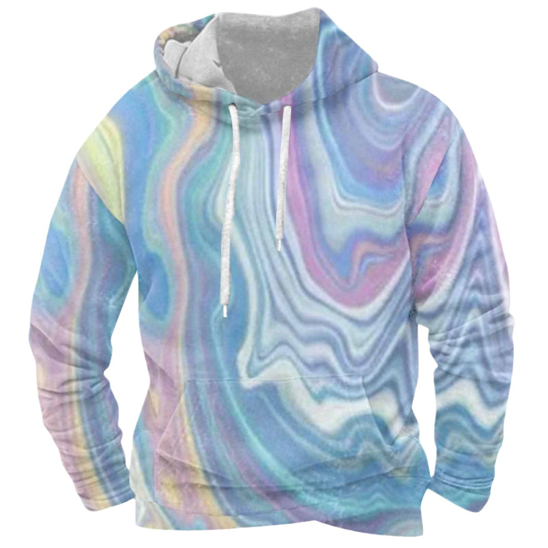 Herren hoodie med dynamiskt marmor mönster Mirla-Eva Jonsson