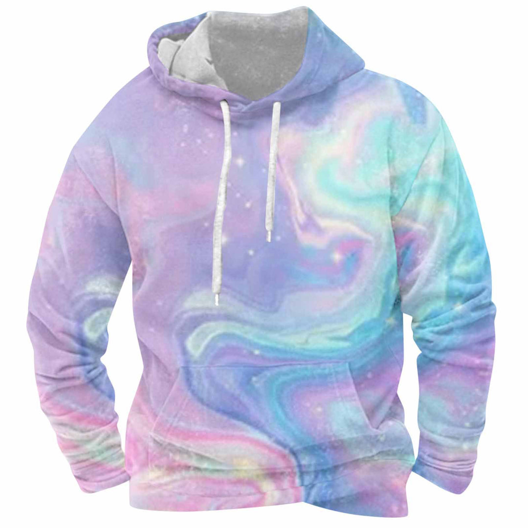 Herren hoodie med dynamiskt marmor mönster Mirla-Eva Jonsson