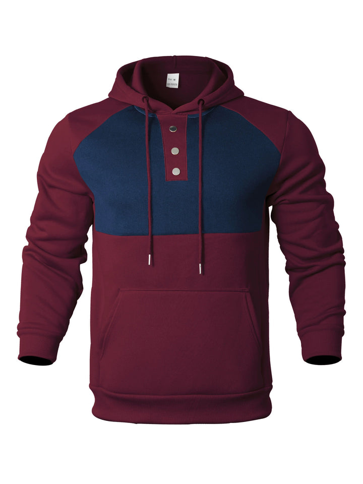 Herren hoodie med genomgående kängurufickdesign och moderiktig knapplist Mirla-Eva Jonsson