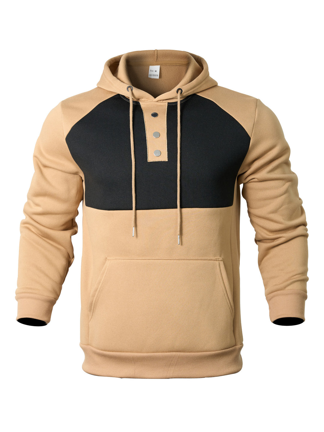 Herren hoodie med genomgående kängurufickdesign och moderiktig knapplist Mirla-Eva Jonsson