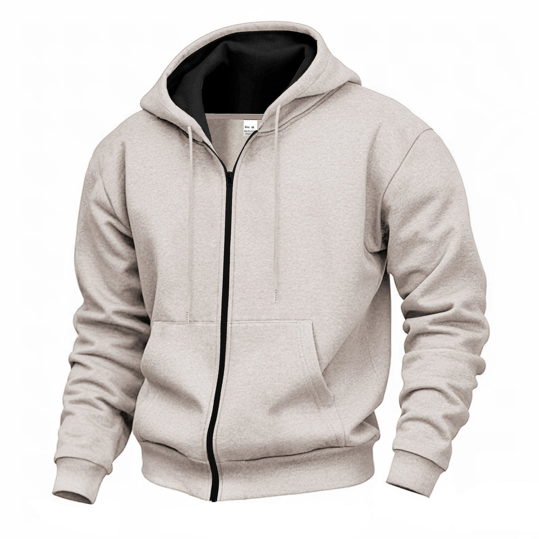 Herren hoodie med hög krage och dubbelt lager huva Mirla-Eva Jonsson