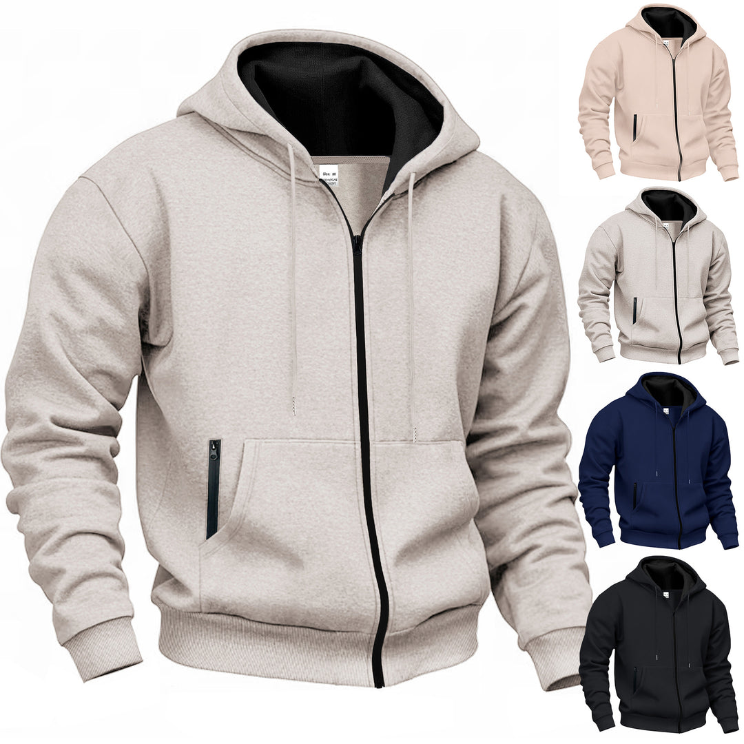 Herren hoodie med hög krage och dubbelt lager huva Mirla-Eva Jonsson